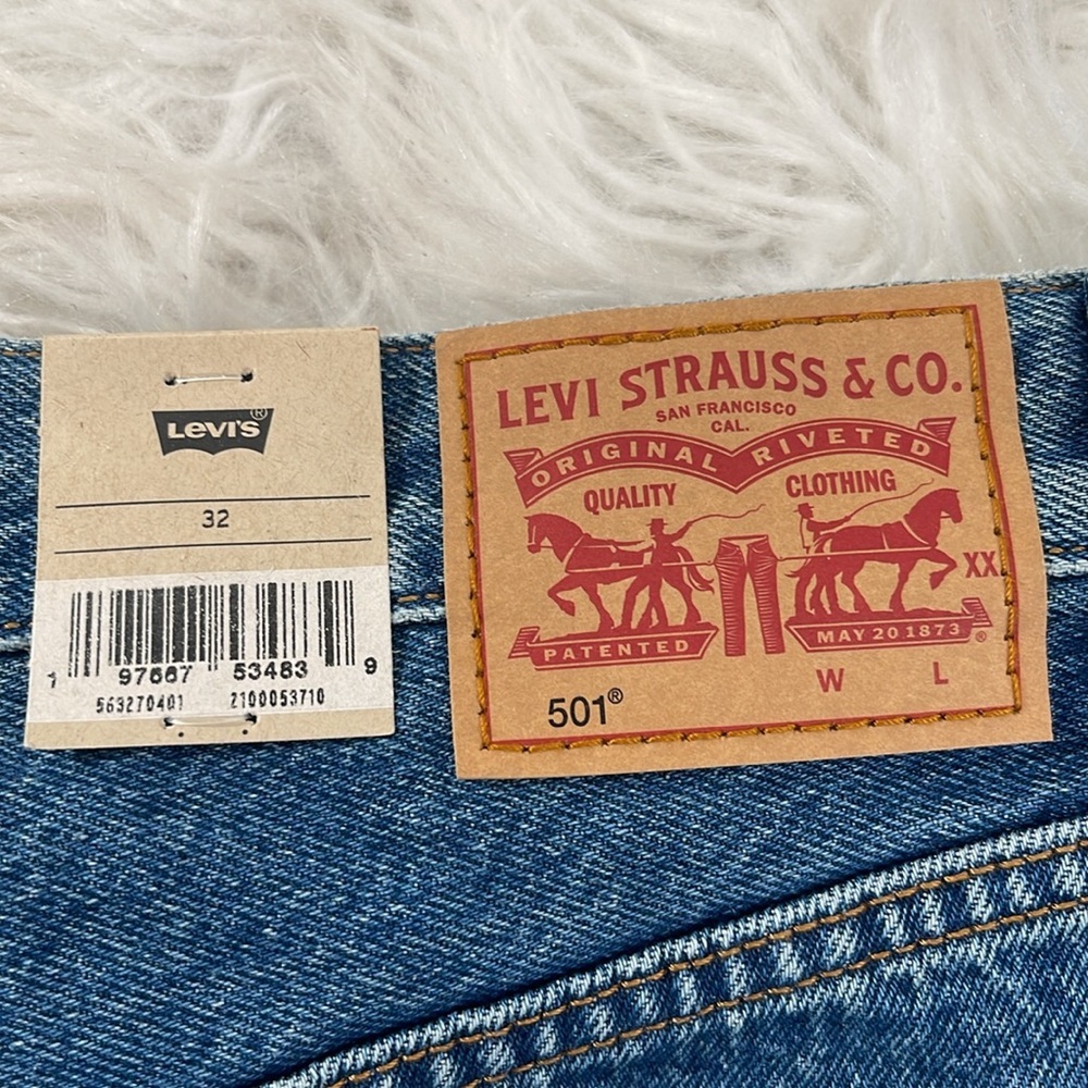 LEVI’S 501 High Rise Distressed Raw Hem Button Fly With Pockets Size 32 NEW - Picture 8 of 11
